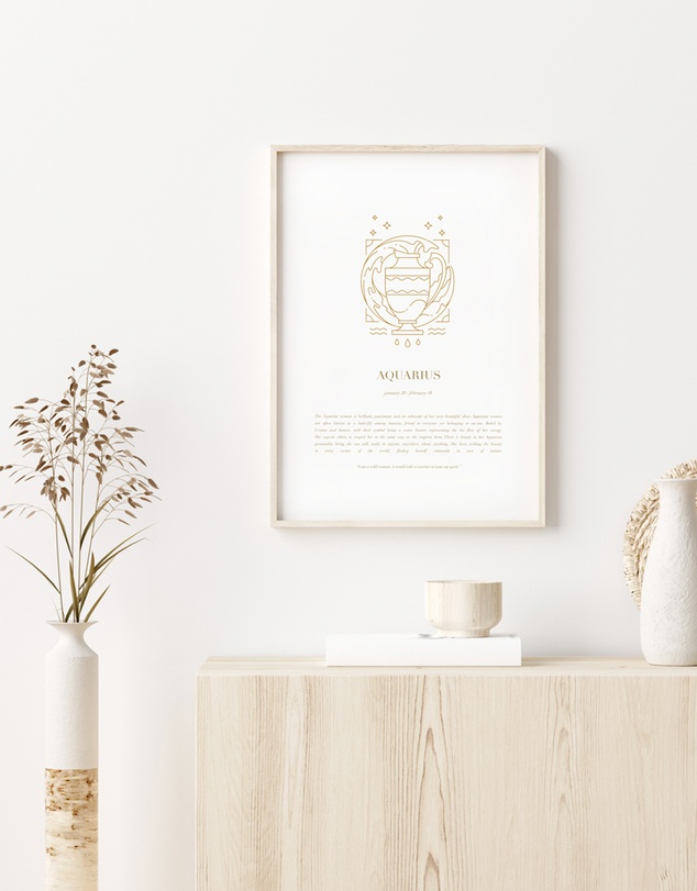 Olive et Oriel - Aquarius Celestial Zodiac Art Print A3