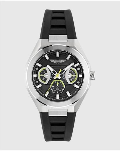 Aston Martin - TKS Black Dial Black Gunmetal Silicone Strap Watch