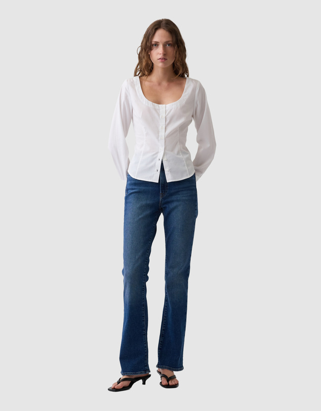 GAP - LS Scoop Neck Fitted Shirt