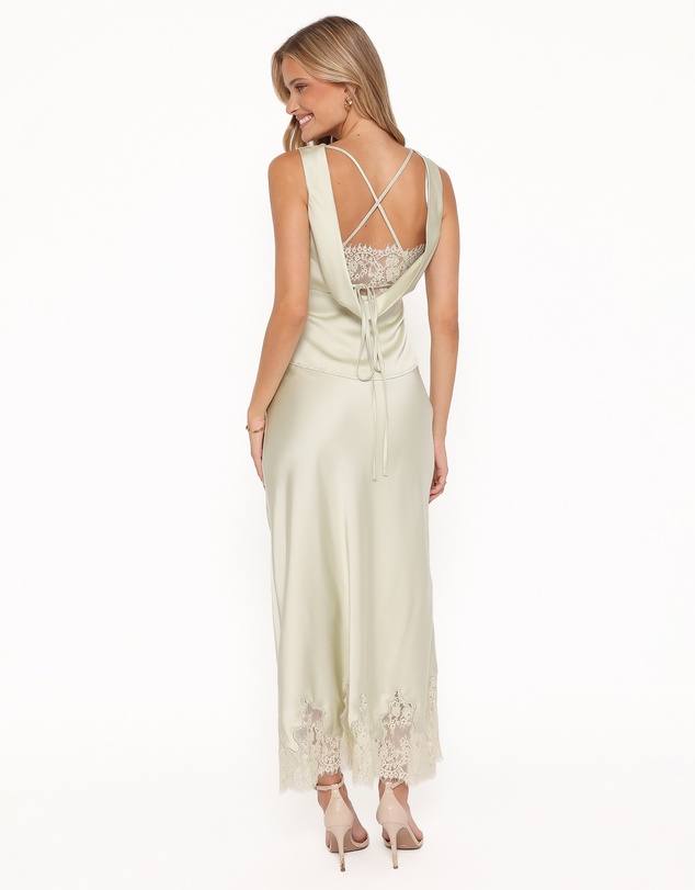 Petal & Pup - Alira Lace Trim Midi Skirt - Sage