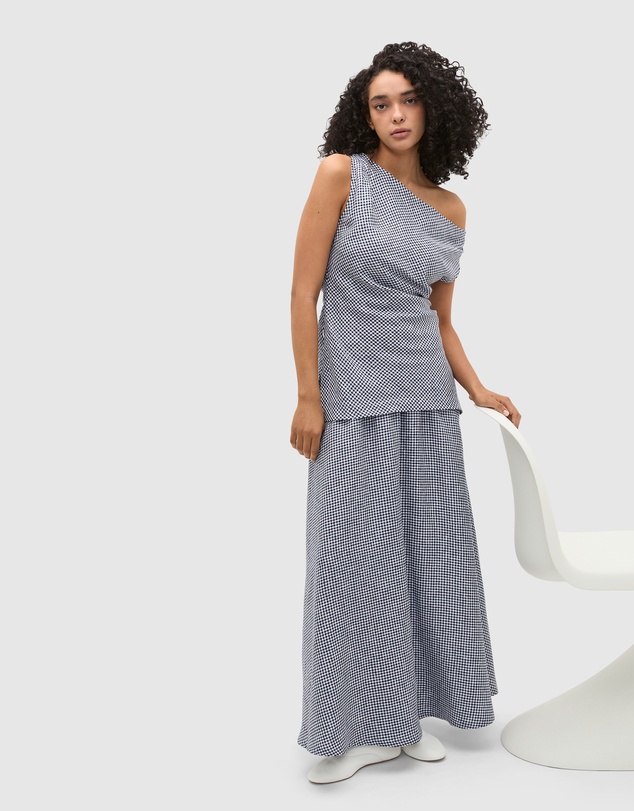 Seed Heritage - Linen Gingham Asymmetrical Top