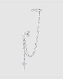 Elli Jewelry - Earrings Earcuff Ear Clamp Star Chain with Crystal in 925 Sterling Silver