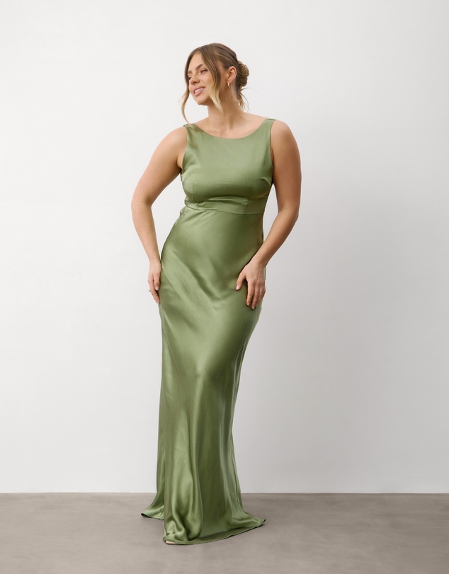 Six Stories - Cowl Back Satin Bridesmaid Dress