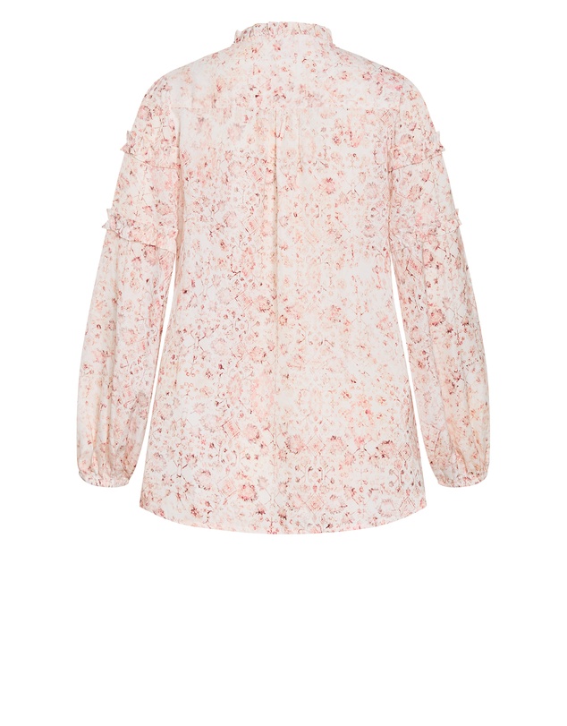 City Chic - Plus size Desert Print Long Sleeve Shirt - pale blush