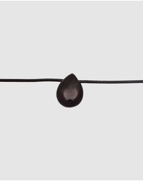 Kuzzoi - ICONIC EXCLUSIVE - Necklace Choker Drop Pendant Satin with Onyx in 925 Sterling Silver