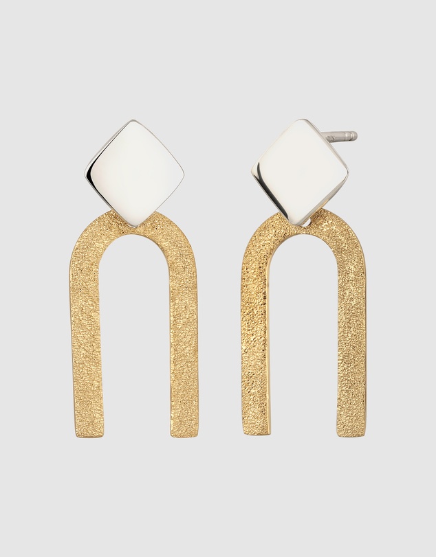 Elli Jewelry - Bicolour Geometric Stud Earrings in 925 Silver