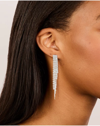 Lovisa - Silver Diamante Waterfall Drop Earrings