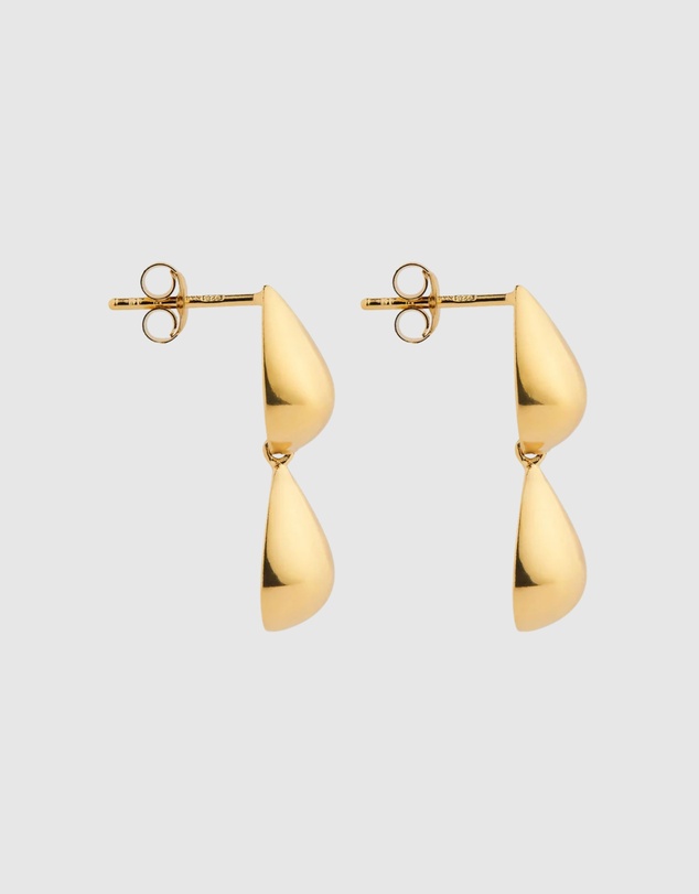 Najo - Liora Double Drop Yellow Gold Stud Earring