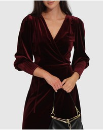 Belle & Bloom - Current Mood Velvet Wrap Dress - Burgundy