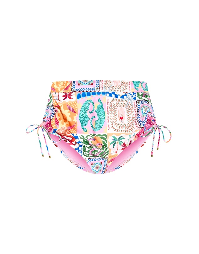 City Chic - Positano Hi Waist Print Bikini Brief