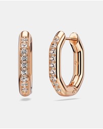 Swarovski - Dextera hoop earrings, Octagon shape, Round cut, Small, White, Rose gold-tone plated