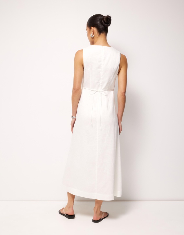 AERE - Jesse Linen V-Neck Midi Dress