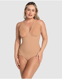 Leonisa - Sheer Stripe Detail Wirefree Sculpting Bodysuit