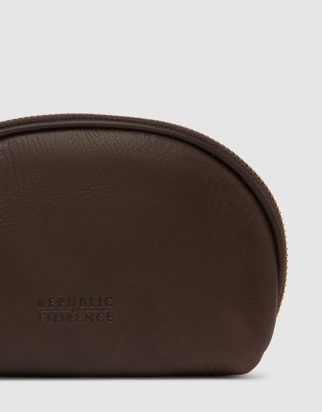 Republic of Florence - Duo Matt Chocolate Leather Pouch Set