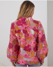 Esther & Co - Janette Shirt - Pink and White Floral
