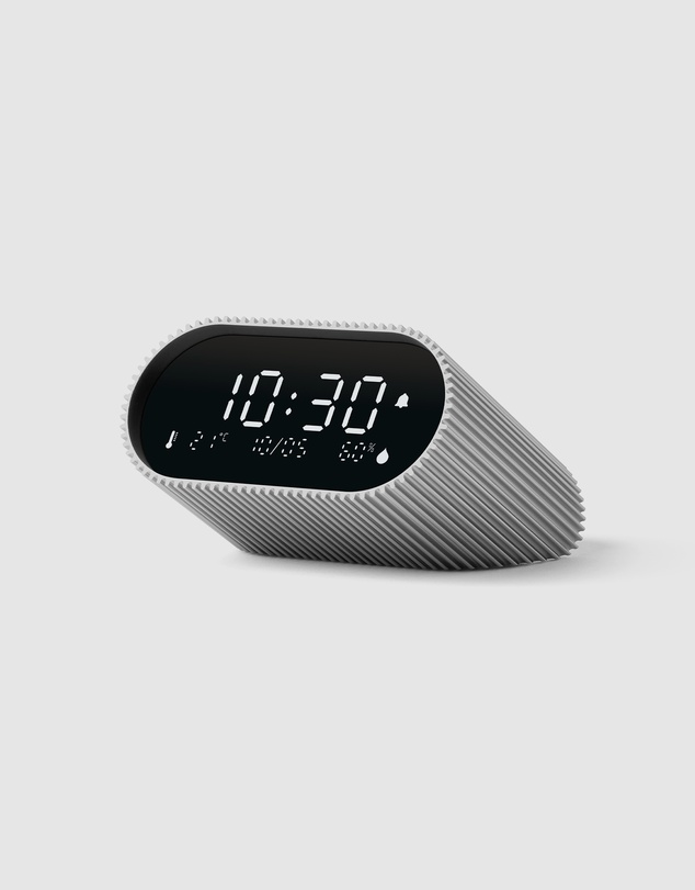 Lexon - Lexon Ray Clock Lcd Alarm Clock With Temperature / Humidity Display - Alu Polish