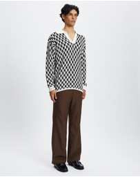 Scotch & Soda - Textured Jacquard Dropped Shoulder Long Sleeve Polo