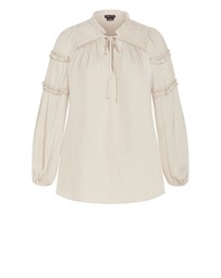City Chic - Plus size Drama Queen Long Sleeve Shirt - porcelain