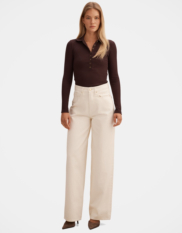 Forever New - Aaliyah Long Sleeves Ribbed Polo Top