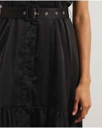 Atmos&Here - Margot Satin Short Sleeve Midi Dress