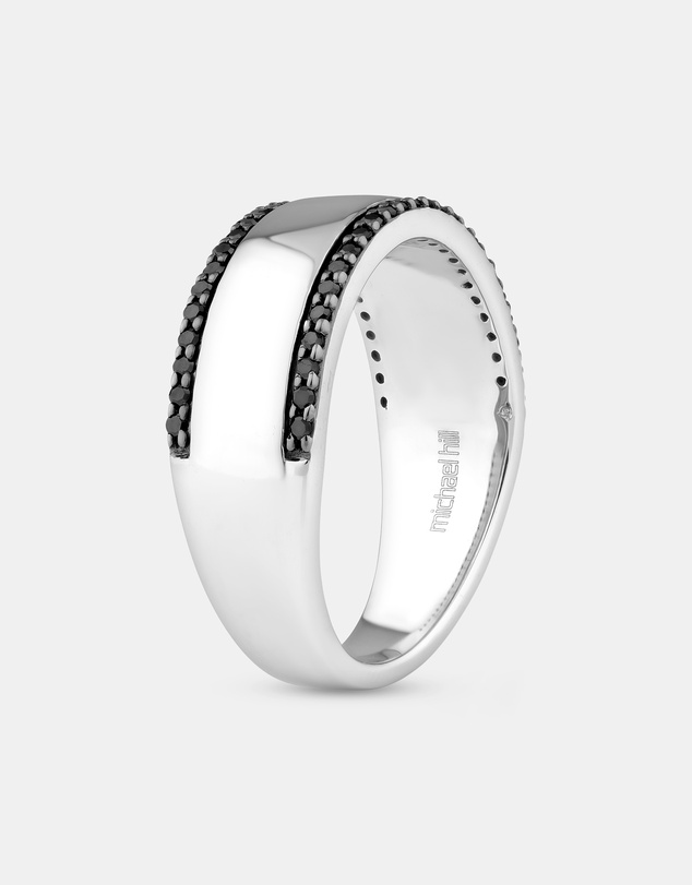Michael Hill - Men's Silver Ring with 0.25 Carat TW of Black Diamonds