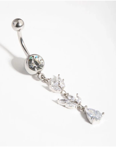 Lovisa - Surgical Steel Cubic Zirconia Marquise Drop Belly Ring