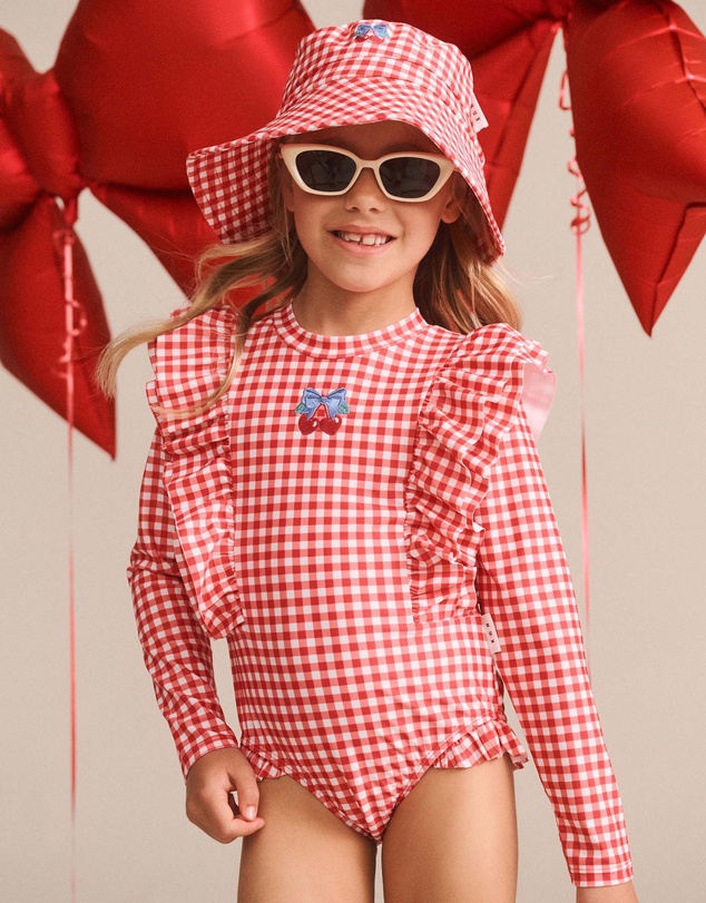 Huxbaby - Cherry Bow Gingham Swimhat - Kids