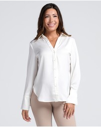 Angel Maternity - Amelia White Maternity Acetate Shirt