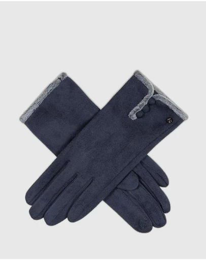 DENTS - Touchscreen Faux Suede Gloves with Faux Fur Trim