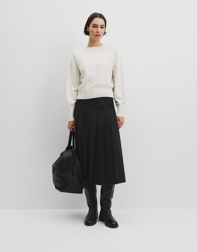 Country Road - Organically Grown Cotton Blend Crop Crew Neck Knit