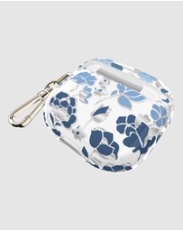 Kate Spade - Kate Spade Flowerbed Blue with Silver Clip Case for AirPod 4