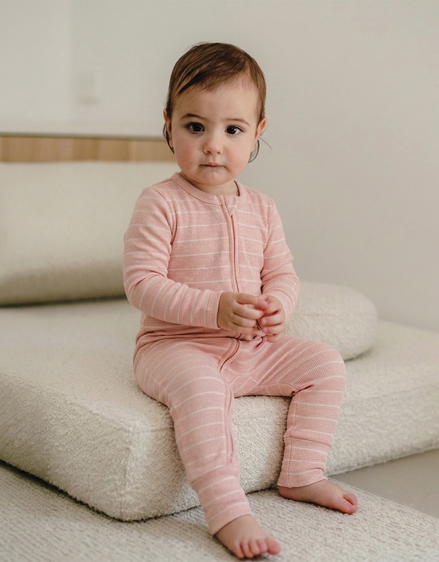 Kynd Baby - Organic Cotton Waffle in Pearl Stripe