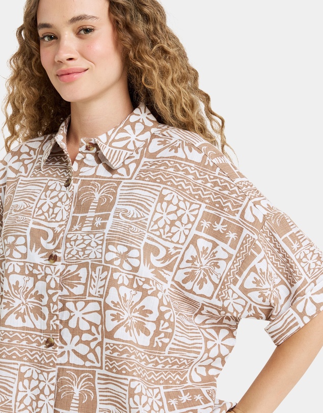 Roxy - Womens Beachy Nostalgia Slub Short Sleeve Shirt