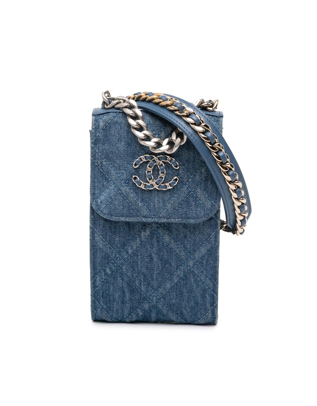 Pre-Loved by Azura Reborn - Pre-Loved Denim 19 Phone Holder with Chain