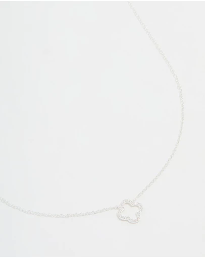 Lovisa - Sterling Silver Cubic Zirconia Flower Pendant Necklace