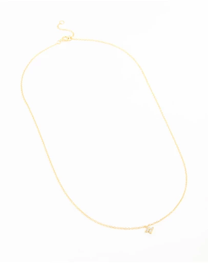 Lovisa - Gold Plated Sterling Silver Cubic Zirconia Flower Necklace