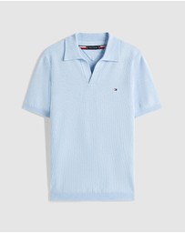 Tommy Hilfiger - Stripe Textured Knit Polo Shirt
