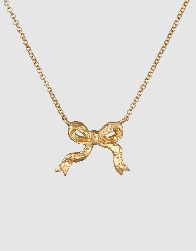 Elli Jewelry - Necklace Ribbon Pendant Basic Trend in 925 Sterling Silver Gold Plated