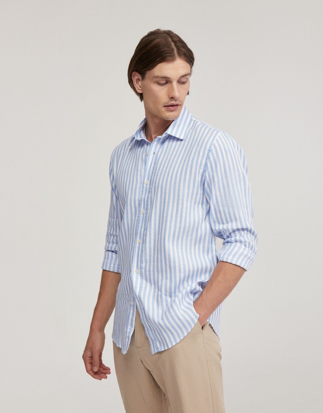 Oxford - Fergus Linen Striped Shirt