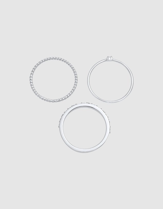 Elli Jewelry - Crystal Ring Set in 925 Silver