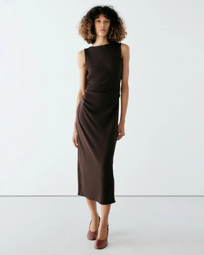 M.N.G - Ruched Open-Back Dress