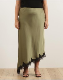 Atmos&Here Curvy - Leoni Asymmetric Lace Satin Skirt