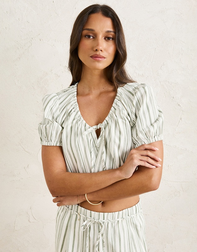 Rhythm - Mallorca Stripe Billow Sleeves Top