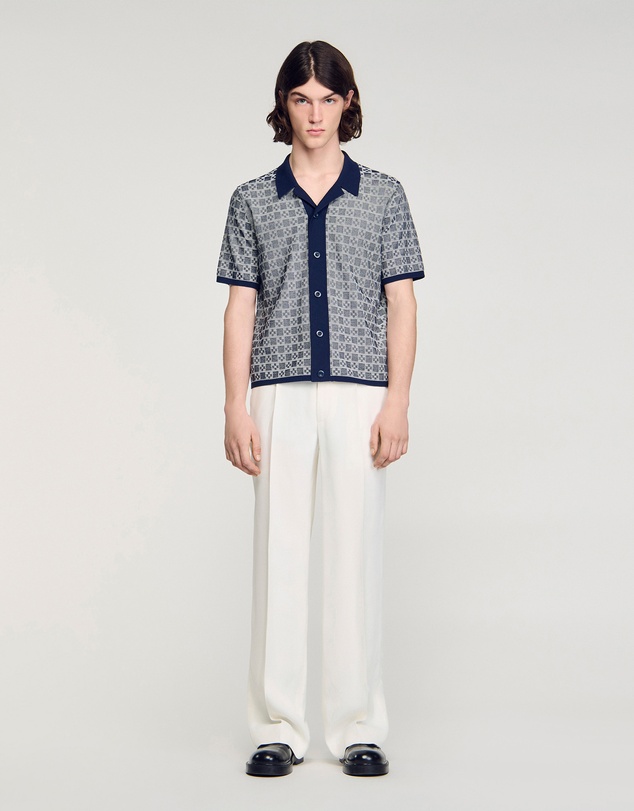 Sandro - Cross Knit Shirt Cardigan