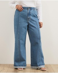 Atmos&Here Curvy - Lorie Pin Tuck Wide Leg Jeans