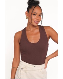 Petal & Pup - Miles Racerback Rib Knit Tank Top - Espresso