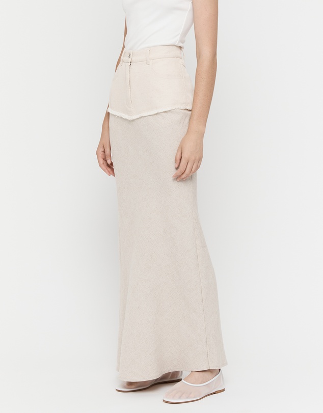 FRIEND of AUDREY - Cotton Linen Contrast Long Skirt