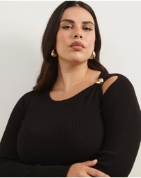 Atmos&Here Curvy - Kaia Long Sleeve Rib Knit Top