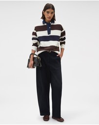 Oroton - Contrast Collar Rugby Knit Top
