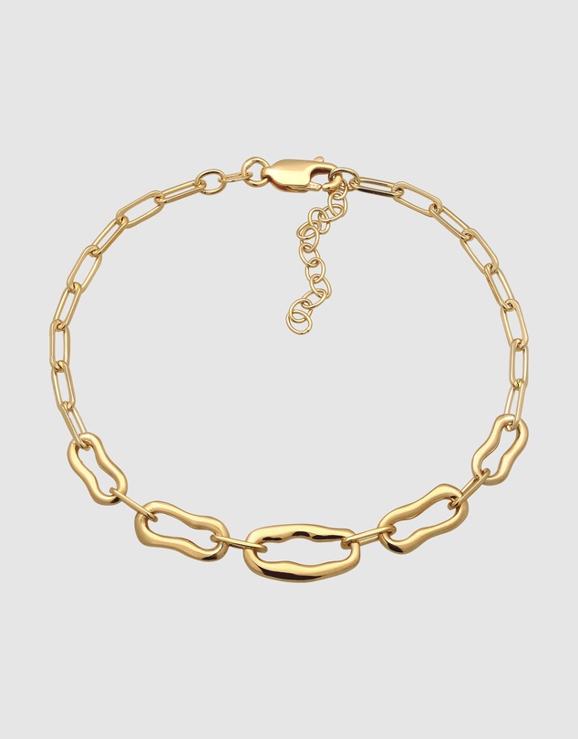 Elli Jewelry - Sculpted Organic Link Bracelet in Gold-Plated 925 Silver